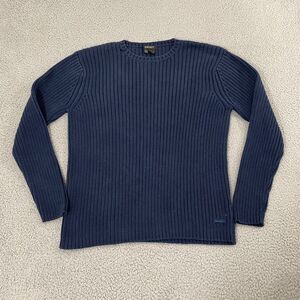 DKNY Vintage Ribbed Sweater Men L Navy Y2K Classic Knit Preppy Pullover